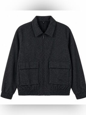 COS Men’s Dark Grey,Speckled Wool-Felt,Zip Up Front Jacket. Size-44R